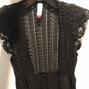 Lace & Crochet Black Cardigan. Small